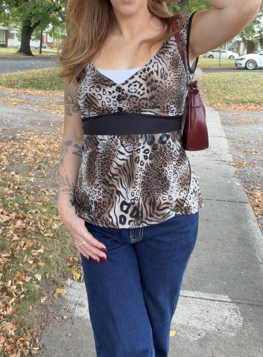 Animal print babydoll top